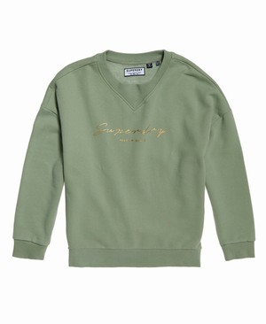 Superdry Jade Slouchy Crew Női Pulóver Olivazöld | USWVJ2649